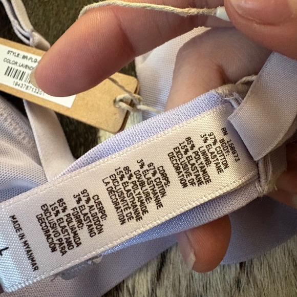 SKIMS Pointelle Cotton Rib Plunge Bralette Logo Size Large NWT Lavender Purple - Picture 5 of 6